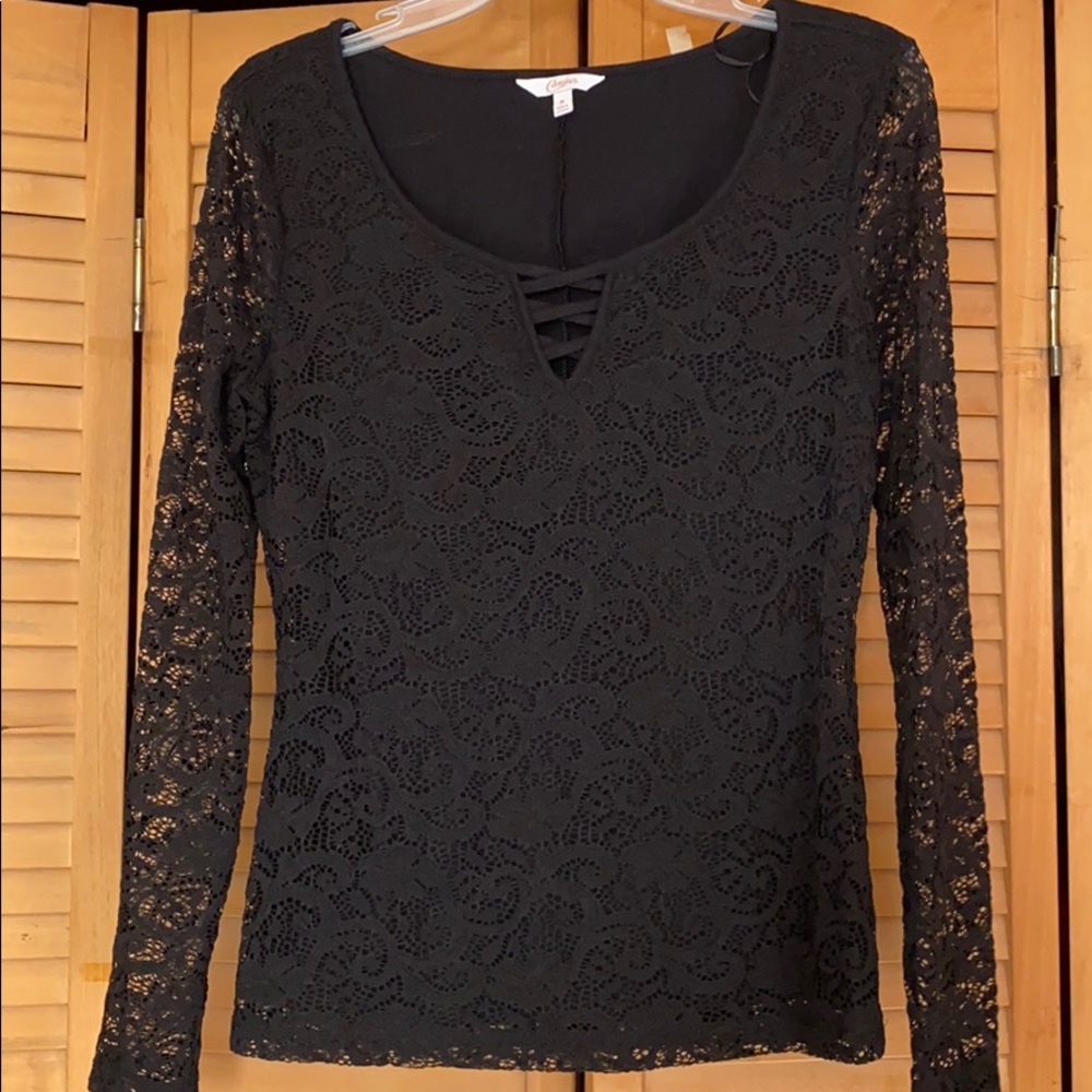 Candie’s Black long sleeve lace top